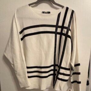 SIONI Milano Women's Pullover Dolman Sleeve Sweater Size L white/black NWT